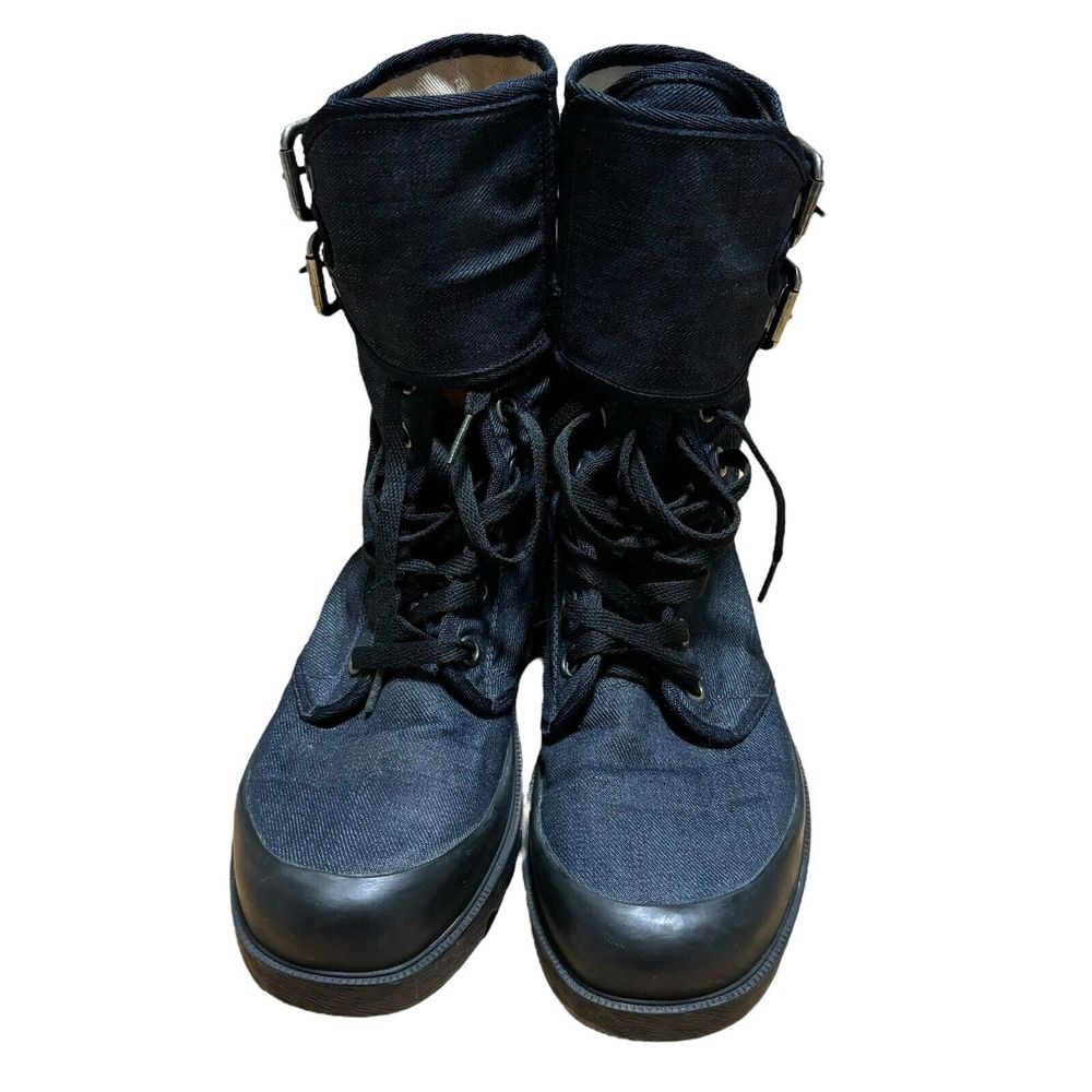 RALPH LAUREN COLLECTION Buckle Lace-up Boot Denim Made In Italy Size 7 D - Picture 7 of 7